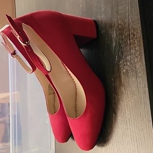 Red suede heels